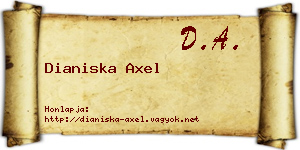 Dianiska Axel névjegykártya